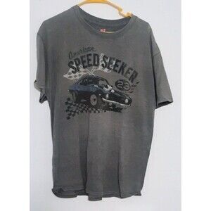 HAYNES BEEFY T MENS LARGE AMERICAN SPEED SEEKER GRAPHIC PRINT T-SHIRT